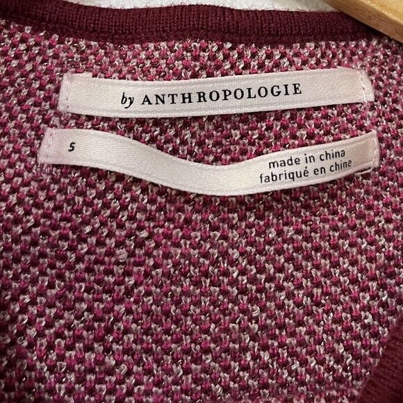 Anthropologie The Beatriz Mock Neck Sweater Size S Pink Combo Cropped Soft Knit - Picture 4 of 6